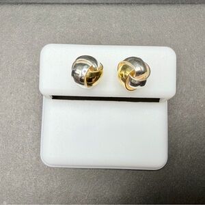 New Sterling Silver 925 Knot Stud Earrings with Black Faceted Stones